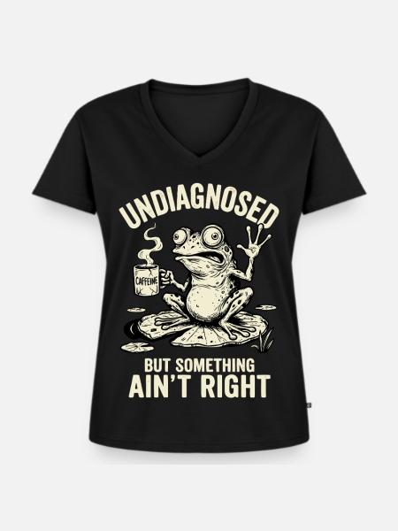 Undiagnosed Something Ain't Right - Frauen Premium Bio T-Shirt mit V-Ausschnitt - Schwarz