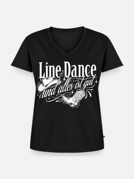 Line Dance Liebe - Frauen Premium Bio T-Shirt mit V-Ausschnitt - Schwarz