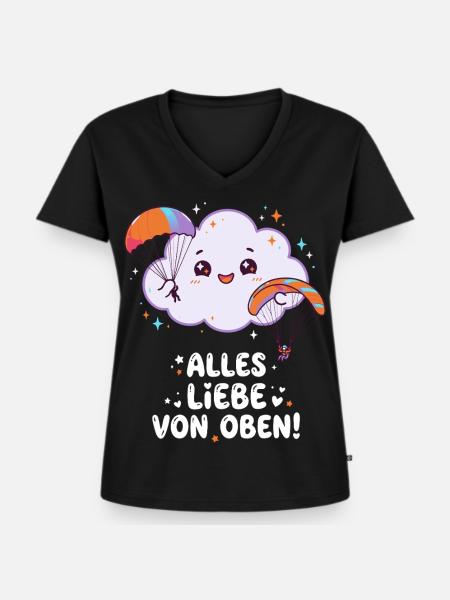 Fallschirmspringen Alles Liebe Von Oben - Frauen Premium Bio T-Shirt mit V-Ausschnitt - Schwarz