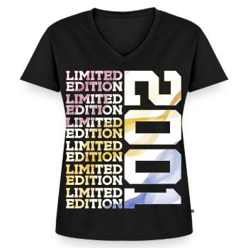 LIMITED EDITION 2001 - 25 JAHRE - 25. GEBURTSTAG - Frauen Premium Bio T-Shirt mit V-Ausschnitt - Schwarz - Vorne - AI Model Female 172 light (172cm)