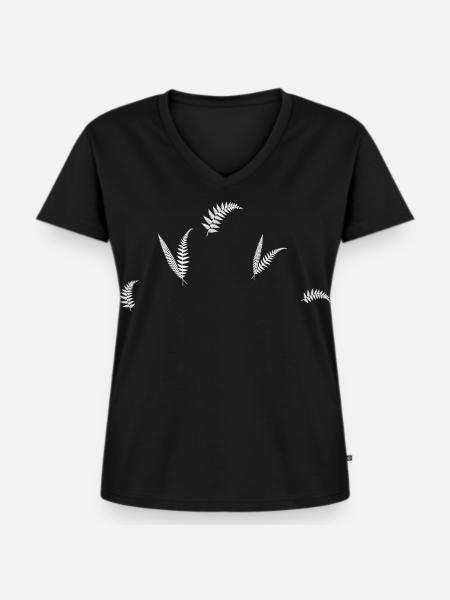 Farn - Botanik - Frauen Premium Bio T-Shirt mit V-Ausschnitt - Schwarz