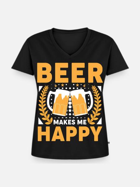 Bierfreude: Zwei Gläser stoßen - Frauen Premium Bio T-Shirt mit V-Ausschnitt - Schwarz