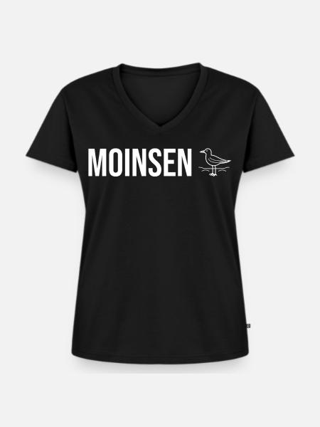 "Moinsen" - Möwen Edition - Frauen Premium Bio T-Shirt mit V-Ausschnitt - Schwarz