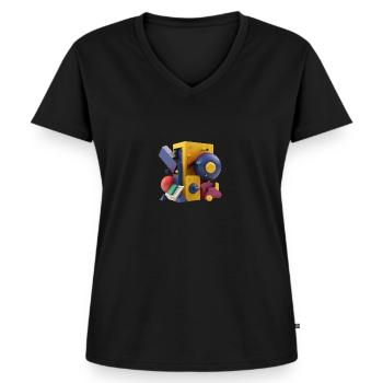 .3D - Women's Premium Organic V-neck T-shirt - black - Front - AI Model Female 172 light (172cm)
