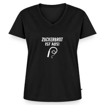 Zuckerbrot Ist Aus Humor Spruch Sarkasmus Ironie - Frauen Premium Bio T-Shirt mit V-Ausschnitt - Schwarz - Vorne - AI Model Female 172 light (172cm)