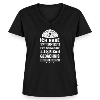 schlechtes Gedächnis - Frauen Premium Bio T-Shirt mit V-Ausschnitt - Schwarz - Vorne - AI Model Female 172 light (172cm)