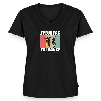 J'peux pas j'ai danse - Je Peux Pas J'ai Danse - T-shirt encolure en V Premium bio Femme - noir - Devant - AI Model Female 172 light (172cm)