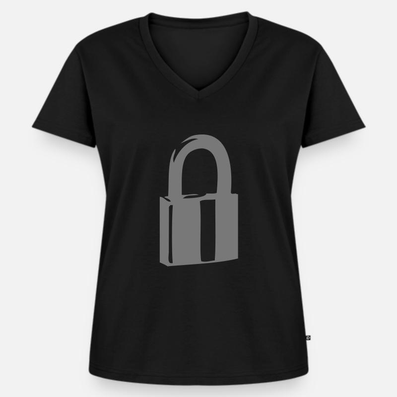 Vorhängeschloss Sicherheit oder Schlosser - Frauen Premium Bio T-Shirt mit V-Ausschnitt - Schwarz