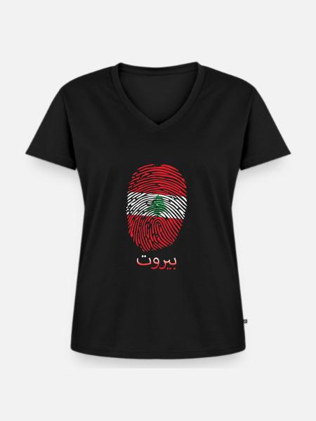 BEIRUT Libanese Libanon Libanesin Libanesisch - Frauen Premium Bio T-Shirt mit V-Ausschnitt - Schwarz