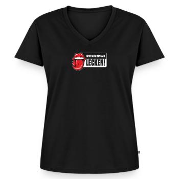 Bitte nicht am Lack lecken - Frauen Premium Bio T-Shirt mit V-Ausschnitt - Schwarz - Vorne - AI Model Female 172 light (172cm)