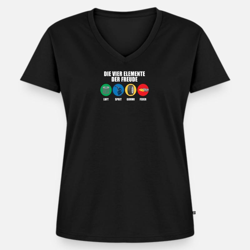 Die vier Elemente der Freude - Frauen Premium Bio T-Shirt mit V-Ausschnitt - Schwarz