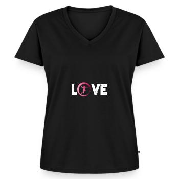 Sporty Hobby Leidenschaft Handball - Frauen Premium Bio T-Shirt mit V-Ausschnitt - Schwarz - Vorne - AI Model Female 172 light (172cm)