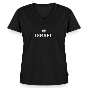 Israël - T-shirt encolure en V Premium bio Femme - noir - Devant - AI Model Female 172 light (172cm)
