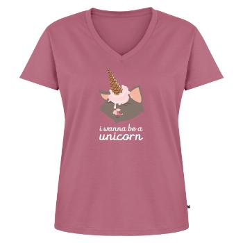 I Wanna Be A Unicorn (Cat With Ice Cream Cone) - Frauen Premium Bio T-Shirt mit V-Ausschnitt - Mauve - Vorne - AI Model Female 172 dark (172cm)