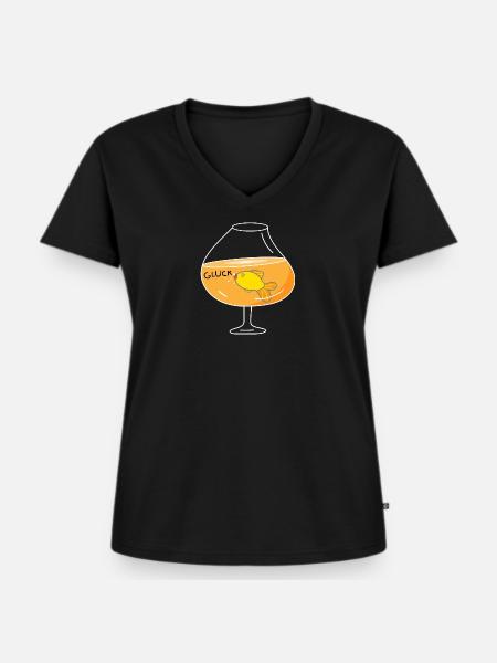 Goldfisch in Cognac (b) - Frauen Premium Bio T-Shirt mit V-Ausschnitt - Schwarz