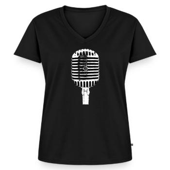 Ein cooles retro-mikrofon - Frauen Premium Bio T-Shirt mit V-Ausschnitt - Schwarz - Vorne - AI Model Female 172 light (172cm)