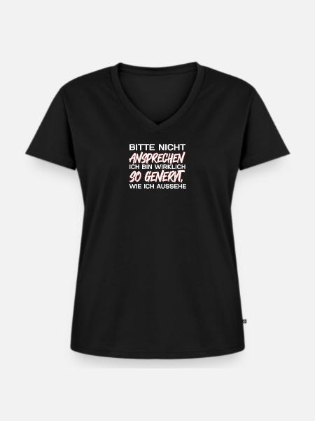Bitte Nicht Ansprechen - Frauen Premium Bio T-Shirt mit V-Ausschnitt - Schwarz