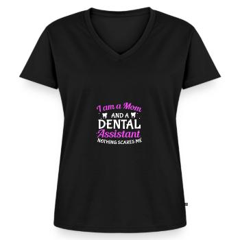 Zahnarzthelferin Zahnarzt Zahn - Frauen Premium Bio T-Shirt mit V-Ausschnitt - Schwarz - Vorne - AI Model Female 172 light (172cm)