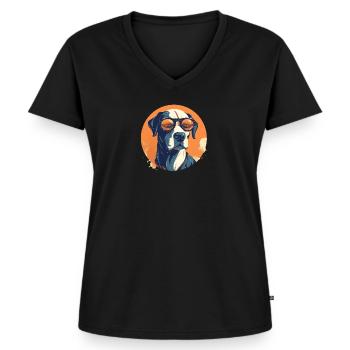 Dog with sunglasses - Women's Premium Organic V-neck T-shirt - black - Front - AI Model Female 172 light (172cm)
