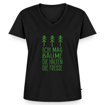 Baum Förster Holzfäller Cooler Spruch - Frauen Premium Bio T-Shirt mit V-Ausschnitt - Schwarz - Vorne - AI Model Female 172 light (172cm)