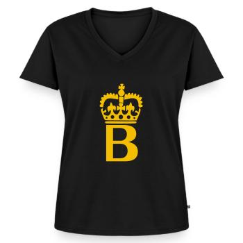 Buchstabe B - Frauen Premium Bio T-Shirt mit V-Ausschnitt - Schwarz - Vorne - AI Model Female 172 light (172cm)