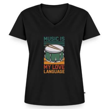 La musique est mon langage d’amour - T-shirt encolure en V Premium bio Femme - noir - Devant - AI Model Female 172 light (172cm)