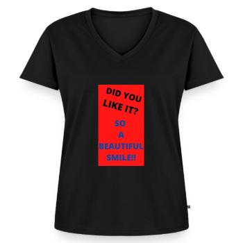 DID YOU LIKE IT? - T-shirt encolure en V Premium bio Femme - noir - Devant - AI Model Female 172 light (172cm)
