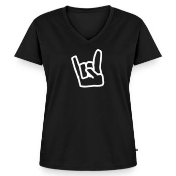 Pommesgabel - Frauen Premium Bio T-Shirt mit V-Ausschnitt - Schwarz - Vorne - AI Model Female 172 light (172cm)