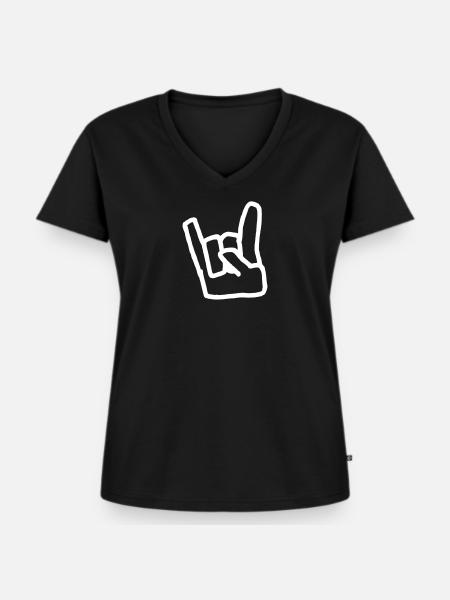 Pommesgabel - Frauen Premium Bio T-Shirt mit V-Ausschnitt - Schwarz