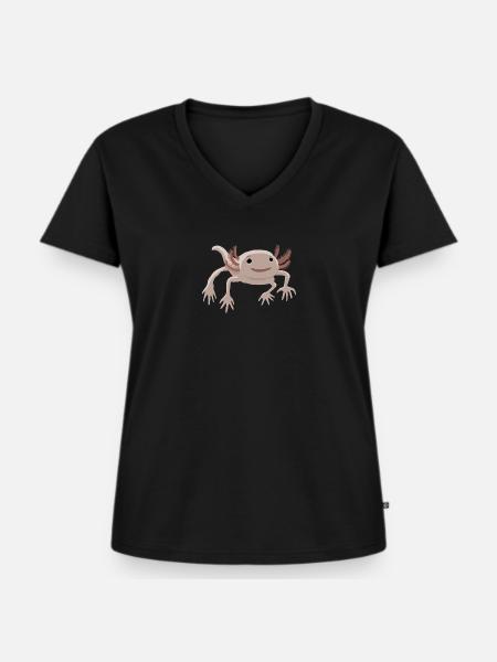 Axolotl 1 - Frauen Premium Bio T-Shirt mit V-Ausschnitt - Schwarz