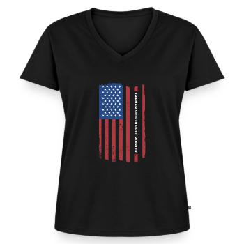 German Shorthaired Pointer Us Flag - Frauen Premium Bio T-Shirt mit V-Ausschnitt - Schwarz - Vorne - AI Model Female 172 light (172cm)
