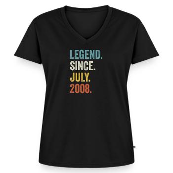 Légende depuis juillet 2008 14ème anniversaire - T-shirt encolure en V Premium bio Femme - noir - Devant - AI Model Female 172 light (172cm)