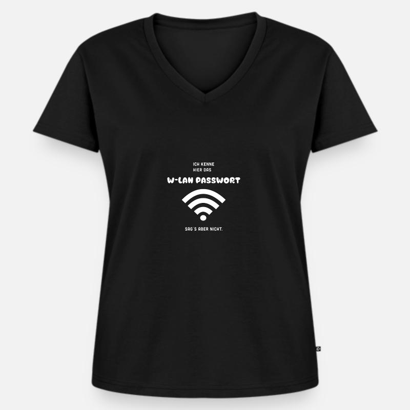 W-Lan - Frauen Premium Bio T-Shirt mit V-Ausschnitt - Schwarz