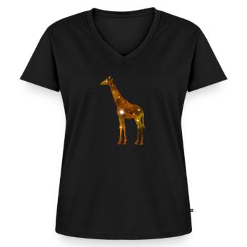 Galaxy Giraffe - Frauen Premium Bio T-Shirt mit V-Ausschnitt - Schwarz - Vorne - AI Model Female 172 light (172cm)