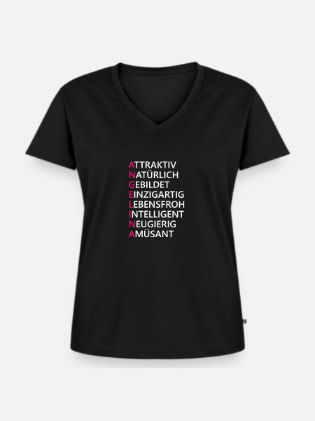 Angelina Name Geschenk - Frauen Premium Bio T-Shirt mit V-Ausschnitt - Schwarz