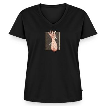 Salt Bae Meme 420 Cannabis Geschenk Tshirt - Frauen Premium Bio T-Shirt mit V-Ausschnitt - Schwarz - Vorne - AI Model Female 172 light (172cm)