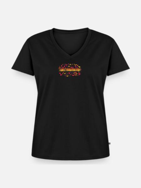 Weltraumkind - Frauen Premium Bio T-Shirt mit V-Ausschnitt - Schwarz