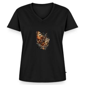 Vlinderinkt en aquarel - Vrouwen Premium Bio T-shirt met V-hals - zwart - Voor - AI Model Female 172 light (172cm)