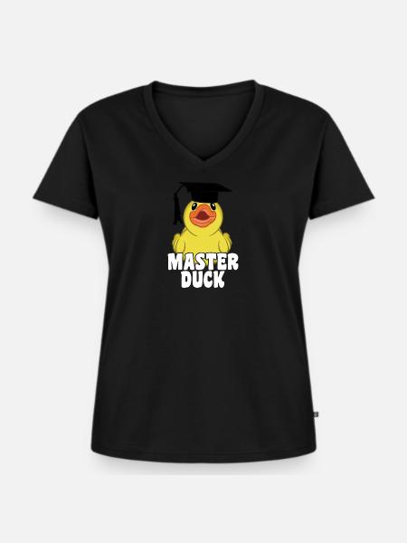 Master Duck Student Spruch - Frauen Premium Bio T-Shirt mit V-Ausschnitt - Schwarz