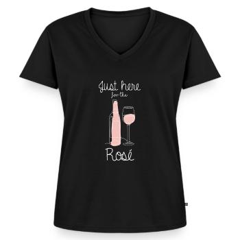 Rosé vin bestseller - T-shirt encolure en V Premium bio Femme - noir - Devant - AI Model Female 172 light (172cm)