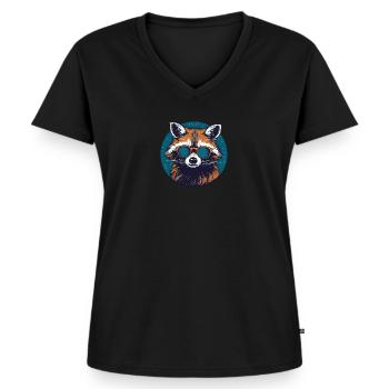 raccoon sunglasses dandruff ringtail - Women's Premium Organic V-neck T-shirt - black - Front - AI Model Female 172 light (172cm)
