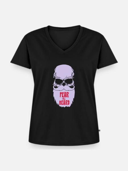 Fear the beard - Frauen Premium Bio T-Shirt mit V-Ausschnitt - Schwarz