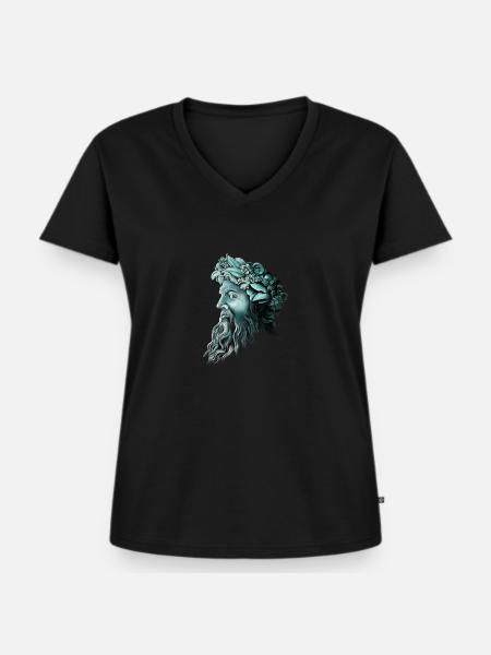 ZEUS - Frauen Premium Bio T-Shirt mit V-Ausschnitt - Schwarz