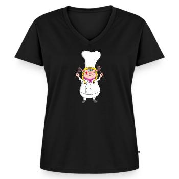 Cuisinier - cuisinier amateur - chef étoilé - T-shirt encolure en V Premium bio Femme - noir - Devant - AI Model Female 172 light (172cm)
