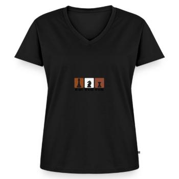 Chess Player Chess Games Chess Pun - Frauen Premium Bio T-Shirt mit V-Ausschnitt - Schwarz - Vorne - AI Model Female 172 light (172cm)