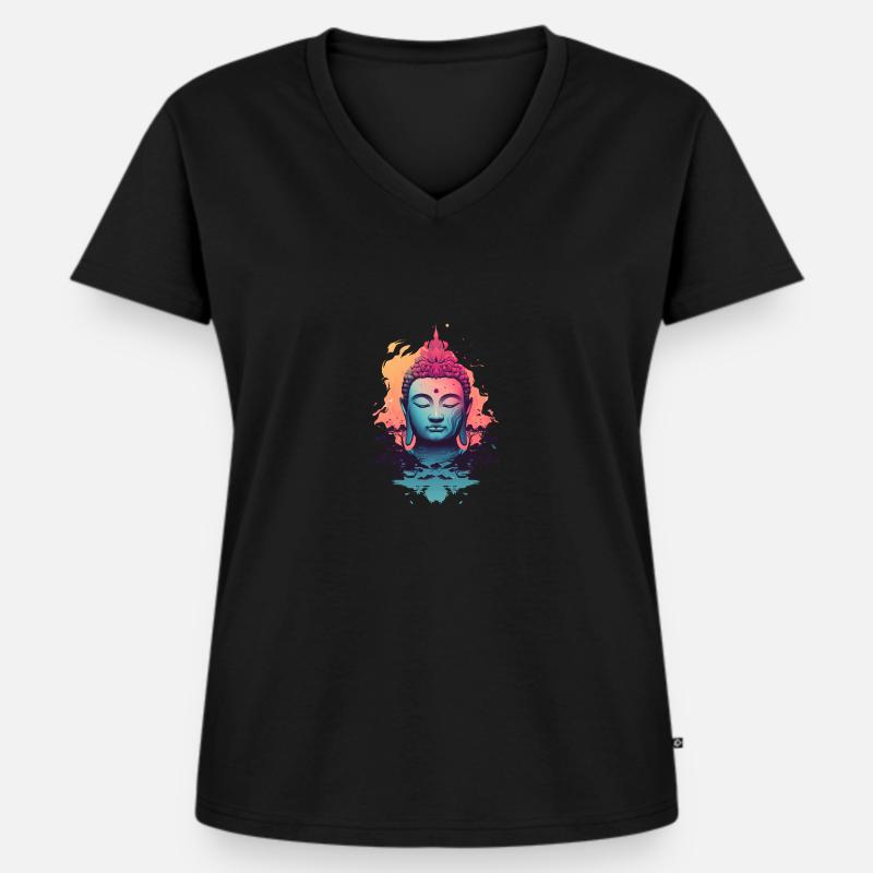 Buddha - Women's Premium Organic V-neck T-shirt - black