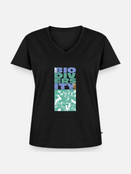 Stop Biodiversity loss - Frauen Premium Bio T-Shirt mit V-Ausschnitt - Schwarz