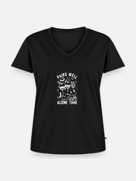 Wein - Frauen Premium Bio T-Shirt mit V-Ausschnitt - Schwarz