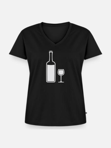 Wein - Frauen Premium Bio T-Shirt mit V-Ausschnitt - Schwarz