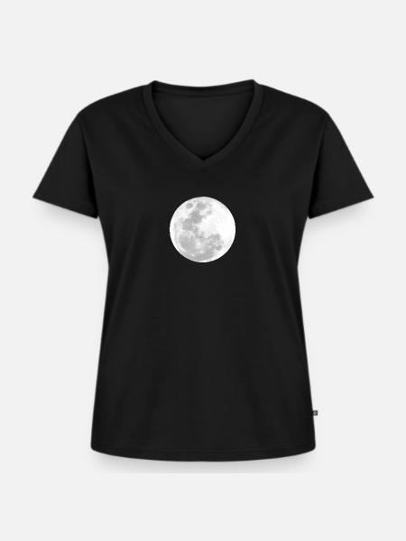 Vollmond in der Nacht - Frauen Premium Bio T-Shirt mit V-Ausschnitt - Schwarz